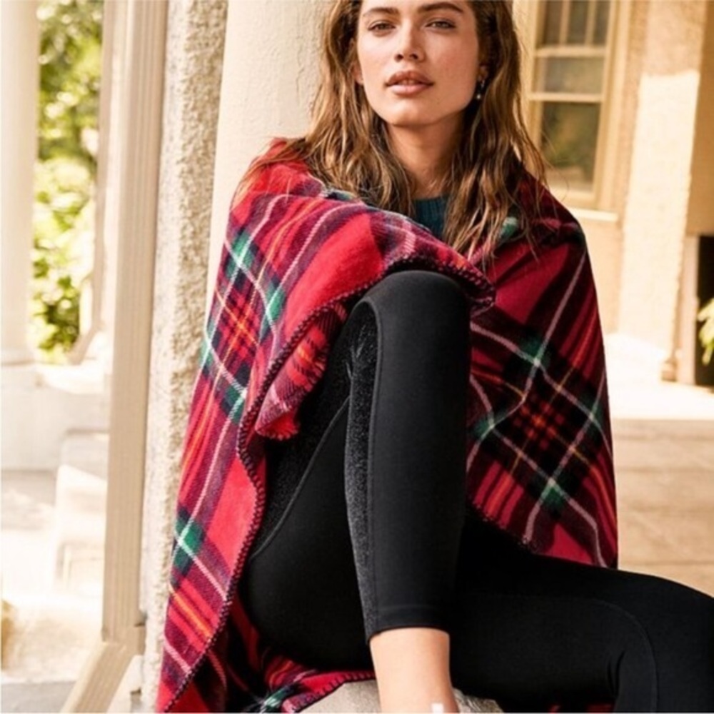 Victoria's Secret Red and Green Plaid Throw